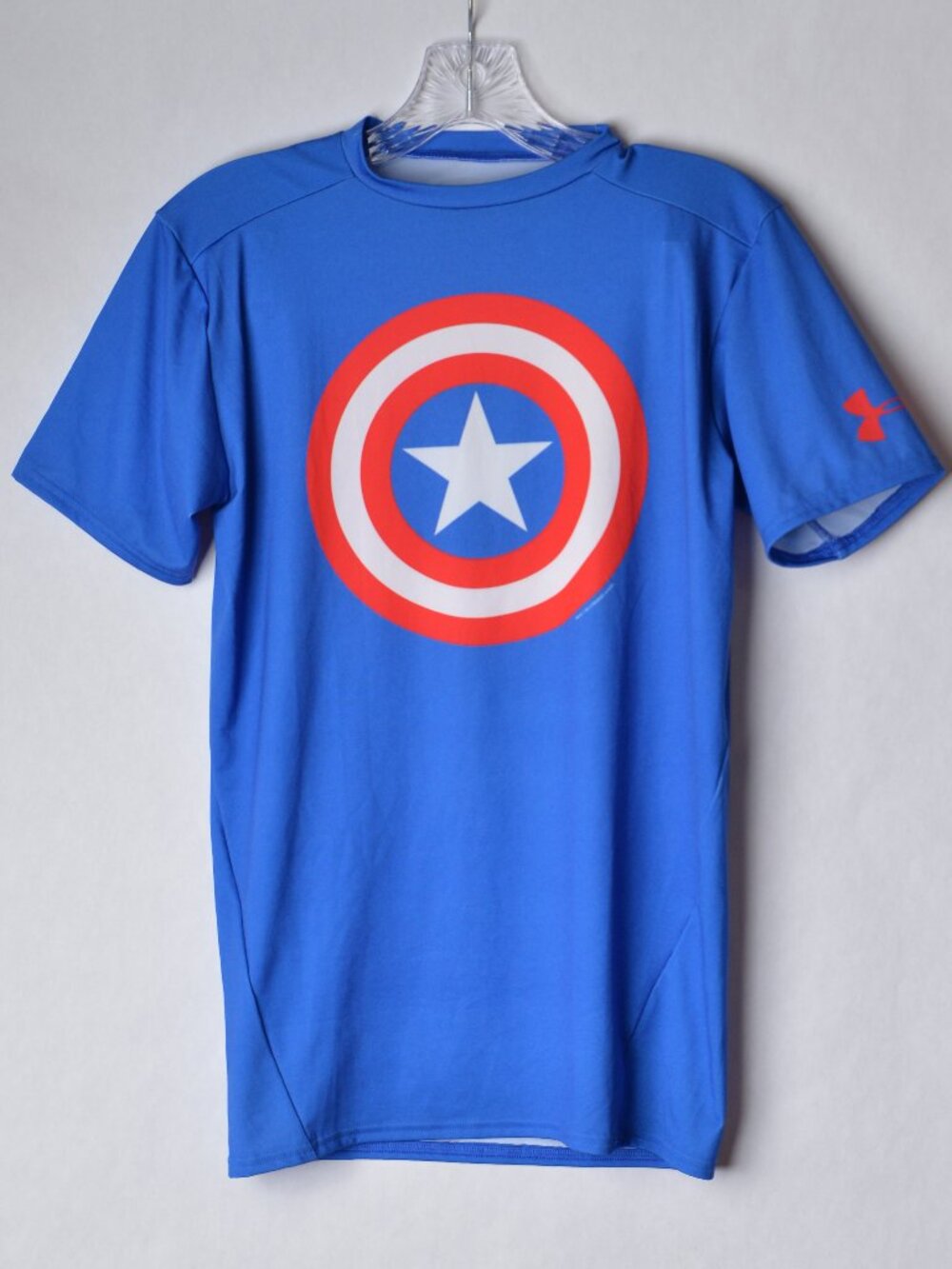 Under Armour Captain America Shirt Mens Size Large Blue Compression Marvel